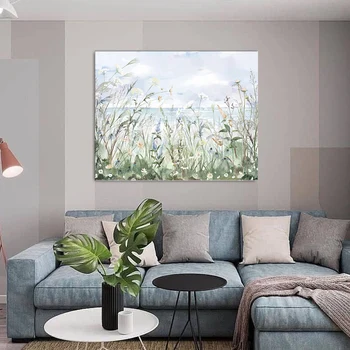 Картина MomoArt Картина маслом, Абстрактный холст ручной работы, цветочные фрески в стиле ар-деко, Горизонтальное изображение на стене гостиной