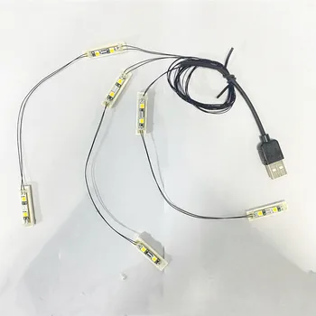 DIY 1X4 2X3 LED Light Set Для Дома USB Светодиодные Лампы Строительные Блоки (кирпичи В комплект не входят)