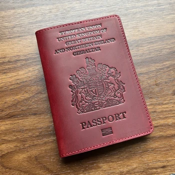 Ретро Обложка для британского паспорта из натуральной кожи, чехол для паспорта для путешествий, мужская Ретро обложка для защиты паспорта