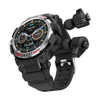 Смарт-часы GT100 2 в 1 Мужские TWS Наушники AMOLED Bluetooth-гарнитура Трекер наушников Музыка Спорт Фитнес Смарт-часы