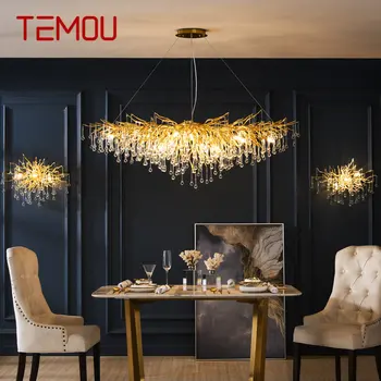 Хрустальная люстра TEMOU, роскошный светодиодный подвесной светильник, креативный декор для гостиной-столовой