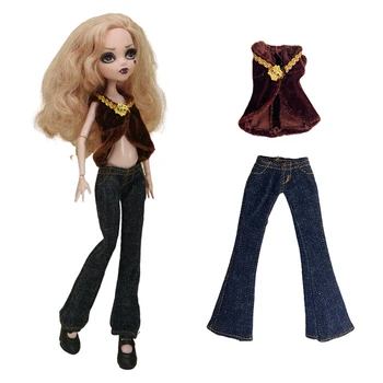 1 Комплект новой одежды для куклы Monsters high school Модная рубашка Длинные джинсовые брюки для 10 дюймовых кукольных аксессуаров и игрушек