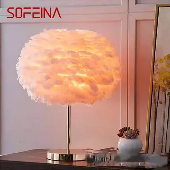 Креативные настольные лампы SOFEINA, современное настольное освещение с перьями для гостиной, украшения спальни