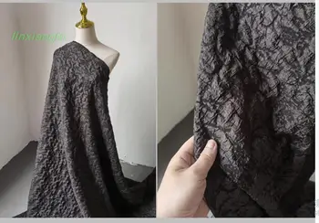 Реконструированные ткани, черные ткани с вогнутыми и выпуклыми текстурами, платья со складками и гофрировкой, дизайнерские ткани для одежды