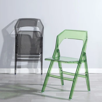 Современный складной стул Ins Nordic, Прозрачный акриловый Легкий Роскошный обеденный стул, Оригинальные дизайнерские простые кухонные стулья из хрусталя