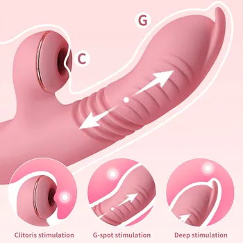 Женские секс-игрушки, Многофункциональный сосущий вибрирующий мастурбатор с выдвижной вставкой, Массажер для клитора, Стимулятор точки G, Стимулятор точки G