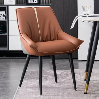 Кожаные роскошные стулья для столовой Nordic Cafe Высокие обеденные стулья для кафе, удобные шезлонги для переодевания, украшение зала, яслей