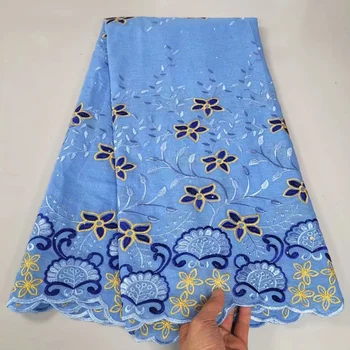 Ткань Guinea Bazin Rihce Brode из 100% хлопчатобумажной Швейцарской кружевной ткани Femme Robe Ткань Bazin Riche Brode