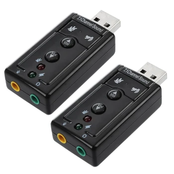 2X Аудиоадаптер для внешней звуковой карты USB с 7.1 каналами