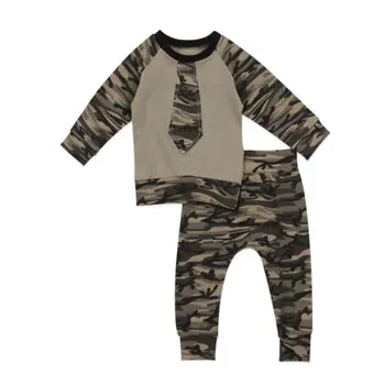 Камуфляжная одежда для новорожденных мальчиков, Топ с длинным рукавом + Брюки, Леггинсы, Комплект одежды