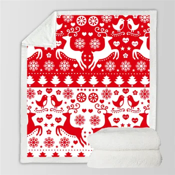 Зимние Красные С Рождеством Одеяла из Хлопчатобумажной шерсти На кровати, диван, Флисовое плюшевое одеяло из микрофибры, Прямоугольное Сетчатое одеяло