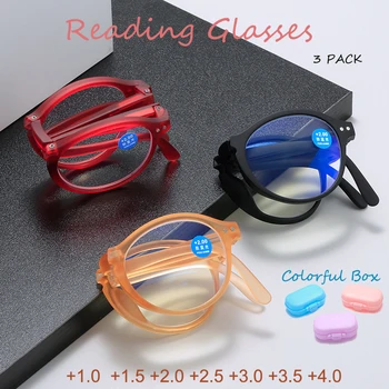 Складные Очки Для Чтения 3 Упаковки Анти-Синего Света С Красочным Корпусом Очки Для Пресбиопии Eyewear + 1.0 + 1.5 ~ + 4.0 Бесплатная Доставка