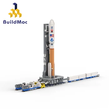 BuildMoc Space Atlas V Launchpad Transporter Набор Строительных Блоков 1:110 Ракетная Пусковая База Автомобиль Игрушка Для Детей Подарок На День Рождения
