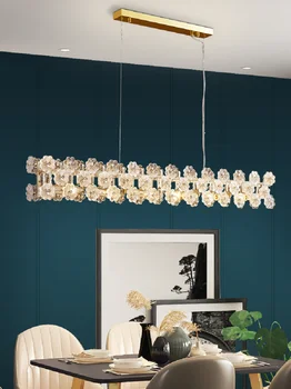 Люстры Ресторан Deluxe Crystal Ресторан Nordic Современный Креативный Стеклянный Семейный дизайн в форме цветка лампы Фонари
