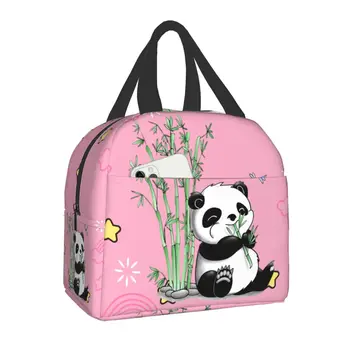 Изолированная сумка для ланча с изображением медведя панды для пикника на открытом воздухе, портативный кулер, термос для ланча, женские, детские, школьные, Рабочие Сумки для хранения продуктов питания