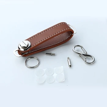 Кожаный карман для автомобильных ключей, зажим для мини-кошелька, ювелирные изделия, поясной кошелек, брелок для женщин, мужские аксессуары-Деловой подарок