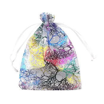 100 Шт Разноцветных украшений из органзы в виде дерева, подарочный мешочек, мешочек для конфет, свадебные сумки на шнурке