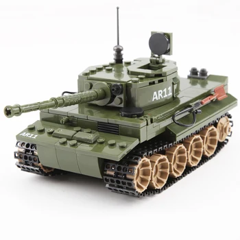 Военная модель Второй мировой войны Немецкий Тяжелый танк Tiger Коллекция украшений Строительные Блоки Кирпичи Игрушки Подарки