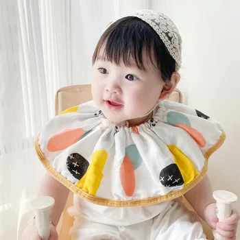 Корейские летние Тонкие Детские нагрудники из бамбукового волокна с возможностью поворота на 360 градусов, салфетки для отрыжки, Детское эластичное полотенце для рта