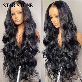 Парик с объемной волной 13x4, кружевной фронтальный парик, индийские человеческие волосы, парик с закрытием 4x4, предварительно выщипанный парик, более дешевые волосы для женщин, парик STAR STONE
