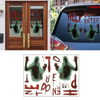 Креативные украшения на Хэллоуин, цепляющиеся за взрослые Бирки, украшения на окна, стены, принадлежности для вечеринок, Призраки, Кровавый след