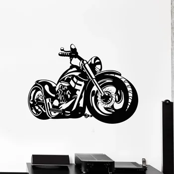 Наклейка на стену мотоцикла Экстремальные виды спорта Мотоцикл Гараж Человек Пещера Украшение дома Крутой стиль Двери окна Виниловые наклейки Фреска E016