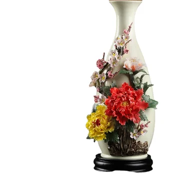 Керамическая ваза для цветов ручной работы в китайском стиле, украшение для гостиной, Цветочная композиция, Антикварная полка, Фарфоровые декоративные поделки