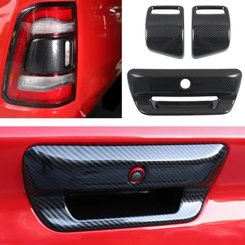 Для Dodge Ram 1500 2019 2020 2021 Крышка багажника в карбоновом стиле, ручка задней двери, чаша, задний фонарь, накладка заднего фонаря, стайлинг автомобиля