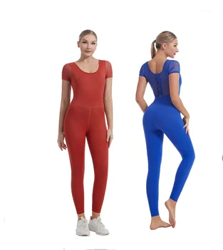 Новые сетчатые комбинезоны для йоги в стиле пэчворк, спортивные комбинезоны из мягкого эластичного нейлона, цельные комбинезоны для фитнеса, спортивная одежда.