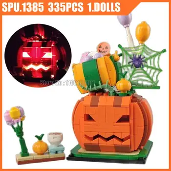Sy5215 335шт Подарок на Хэллоуин с видом на Улицу со светлой тыквой 1 Куклы Строительные блоки Игрушечный кирпич