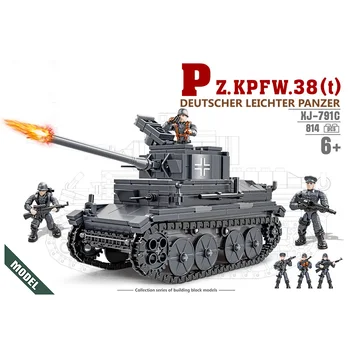 Мировая война Германия Танк PZKPFW 38 (T) Военная Модель Сборки Mega Block Deutscher Leichter Panzer WW2 Армейские Фигурки Кирпичная Игрушка