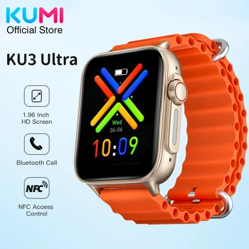 KUMI KU3 Ultra Smart Watch 1,96 дюймов NFC Контроль Доступа Bluetooth Вызов HD Полноэкранный Монитор Сердечного Ритма IP68 Водонепроницаемый
