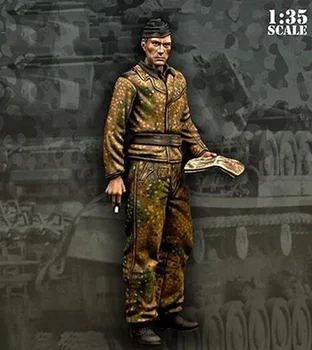 Неокрашенный комплект 1/35 Фигурка человека-офицера-танкиста, историческая фигурка из смолы, миниатюрный гаражный комплект