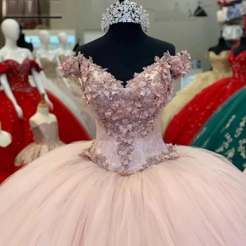 ANGELSBRIDEP Милая Бальное Платье Quinceanera Dresses15 Вечерние Модные С Открытыми Плечами 3D Цветок Золушка Платье На День Рождения Горячая