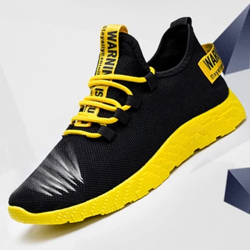 Летняя мужская спортивная обувь, черные Дешевые кроссовки для бега, мужская парусиновая обувь с дышащей сеткой, мягкие светло-желтые, красные, белые кроссовки для бега на подошве