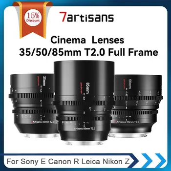 7artisans 7 artisans 35 мм 50 мм 85 мм T2.0 Полнокадровый Кинообъектив Для Sony E FX3 Leica SIGMA L SL Nikon Z Z50 Canon EOS-R EOS-R5