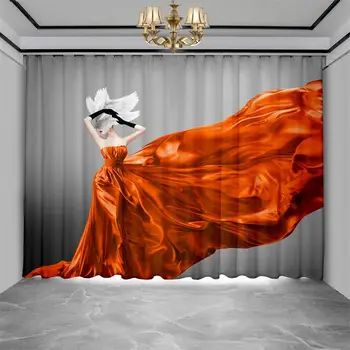 Мисс Мода и шляпа 3D Цифровая печать Занавески на окно спальни гостиной 2 Панели