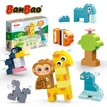 BanBao DIY Duplo Интересные обучающие Животные Цифры Большой Набор Блоков Базовые Строительные Блоки Коллекционные Игрушки для Детей Подарки