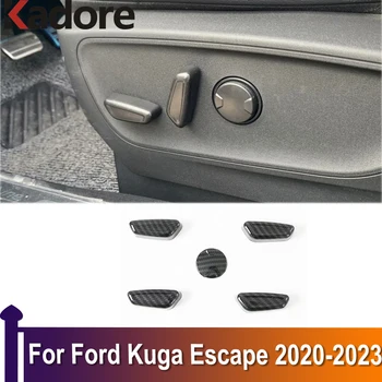 Для Ford Kuga Escape 2020 2021 2022 2023 Кнопка Регулировки Автокресла Отделка Крышки Отделка Интерьера Аксессуары Из Углеродного Волокна