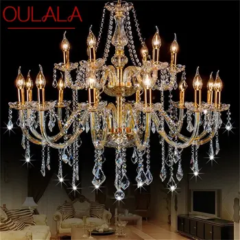 Современная люстра OULALA, светодиодное освещение, Подвесной светильник, Хрустальные Золотые Подсвечники для дома, гостиничного зала
