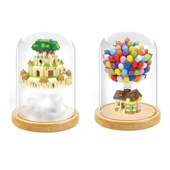 Разноцветный домик из воздушных шаров, микро-строительные блоки, замок в небе, алмаз, собранные своими руками, мини-кирпичные детские игрушки с витриной