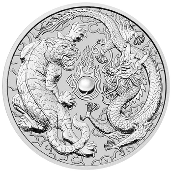 серебряная монета Dragon Tiger весом 1 унция, посеребренная 40 мм, коллекционные монеты Elizabeth sourvenir, Прямая доставка