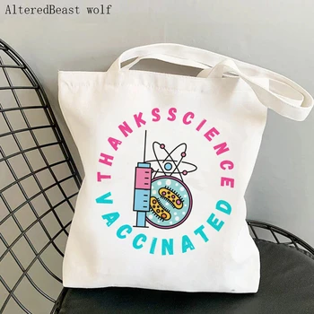 Женская сумка для покупок, сумка с научными прививками, холщовая сумка для покупок Harajuku, сумка для учителя, женская сумка-тоут, женская сумка через плечо
