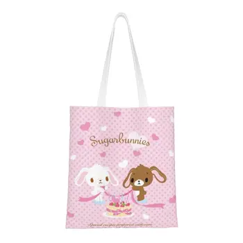 Сумка для покупок Funny Sugarbunnies, холщовая сумка для покупок из аниме-манги, сумка для покупок через плечо