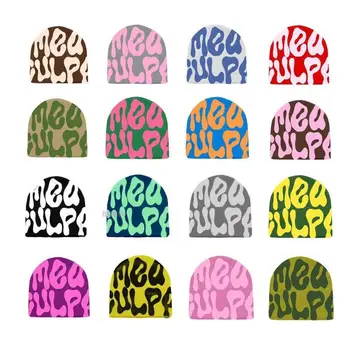 Mea Culpas Шапочка-Бини 25 Цветов Вязаная Кепка С Надписью Жаккардовая Шляпа Высокого Качества Y2K Женская Мужская Панк Хип-хоп Дизайнерская Шляпа Аксессуары