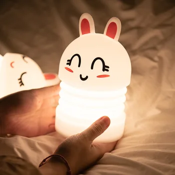 USB милый прыгающий кролик, красочный светодиодный силиконовый ночник, ночник для гостиной, спальни, детской лампы для сна, лампы для кормления