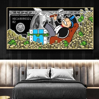 Плакаты и принты с сигарой Alec / Monopoly, картина на холсте, модная настенная живопись в долларовом стиле для гостиной в скандинавском стиле, украшение дома Quadros