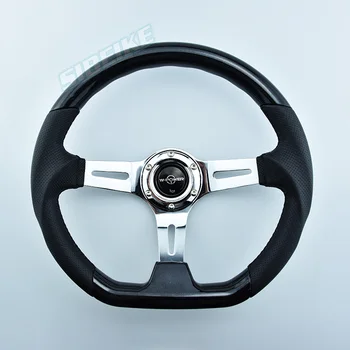 Универсальное 14-дюймовое 350-мм рулевое колесо из АБС-пластика с хромированными спицами, спортивное рулевое колесо для гонок с глубокими мозолями