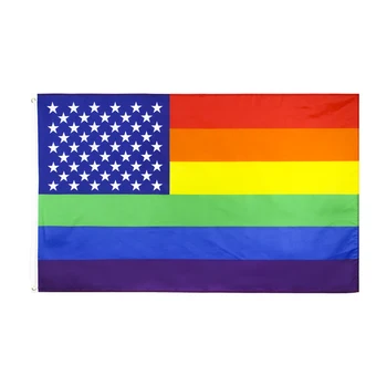 Флагшток 90x150 см, Цвета Радужной Гордости ЛГБТ-американских геев, полиэстер с латунными люверсами