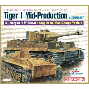 DRAGON 6866 1/35 Tiger I в стадии производства (бонус: Magic Track) и Borgward IV Ausf.A  - Комплект масштабной модели